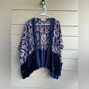 Jolt Kimono / Swim Coverup - Size L - Velvet Floral Bohemian